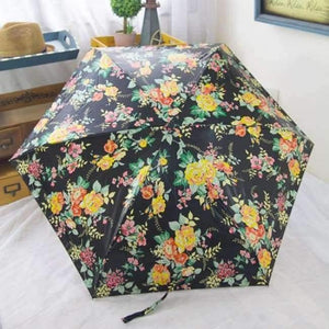 Planet Gates Black flowers Pocket Umbrella Hot Sale 190g Super Light And Small Foldable Umbrellas Rain Women Mini Sun Parasol Kids Travel Umbrella
