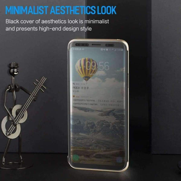 Planet Gates Black / for Galaxy S9 Flip Case for Samsung Galaxy S9 Plus Slim Cover Brand Phone Cases Luxury Smart Flip Case Invisible Window