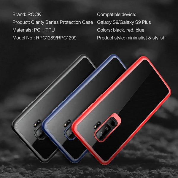 Planet Gates black / for Galaxy S9 ROCK Slim Transparent Case for Galaxy S9 S9 Plus,Premium TPU+PC Anti-knock Phone Case for Samsung Galaxy S9 S9+