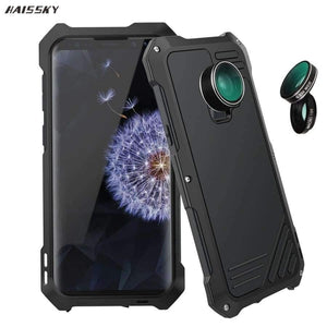 Planet Gates Black / For Galaxy S9 S9 Plus Case Flip Cover Metal Iron Armor for Samsung Galaxy S9 / S9 Plus Case Phone 3 in 1 Camera Lens Luxury 360 Anti-knock