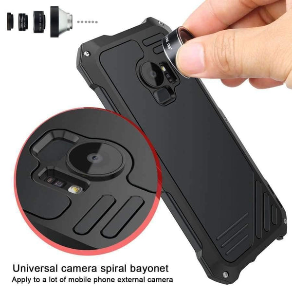 Planet Gates Black / For Galaxy S9 S9 Plus Case Flip Cover Metal Iron Armor for Samsung Galaxy S9 / S9 Plus Case Phone 3 in 1 Camera Lens Luxury 360 Anti-knock