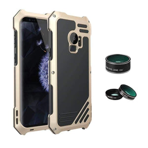 Planet Gates Black / For Galaxy S9 S9 Plus Case Flip Cover Metal Iron Armor for Samsung Galaxy S9 / S9 Plus Case Phone 3 in 1 Camera Lens Luxury 360 Anti-knock