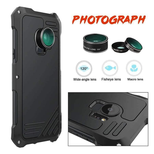Planet Gates Black / For Galaxy S9 S9 Plus Case Flip Cover Metal Iron Armor for Samsung Galaxy S9 / S9 Plus Case Phone 3 in 1 Camera Lens Luxury 360 Anti-knock