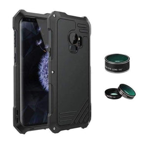 Planet Gates Black / For Galaxy S9 S9 Plus Case Flip Cover Metal Iron Armor for Samsung Galaxy S9 / S9 Plus Case Phone 3 in 1 Camera Lens Luxury 360 Anti-knock
