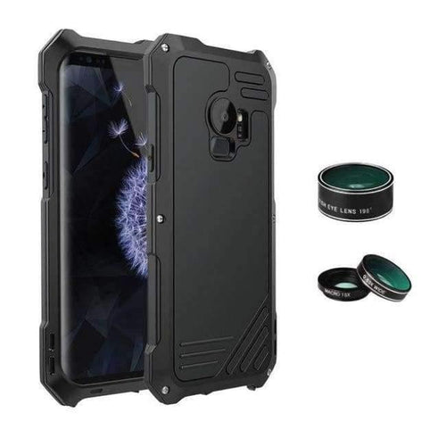 Planet Gates Black / For Galaxy S9 S9 Plus Case Flip Cover Metal Iron Armor for Samsung Galaxy S9 / S9 Plus Case Phone 3 in 1 Camera Lens Luxury 360 Anti-knock