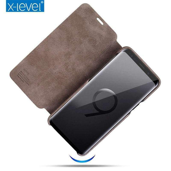 Planet Gates Black / For Galaxy S9 Samsung Galaxy S9 Plus / S9 Case X-Level Brand Luxury Flip Leather Phone Cases For Galaxy Note 8 / S8 Plus