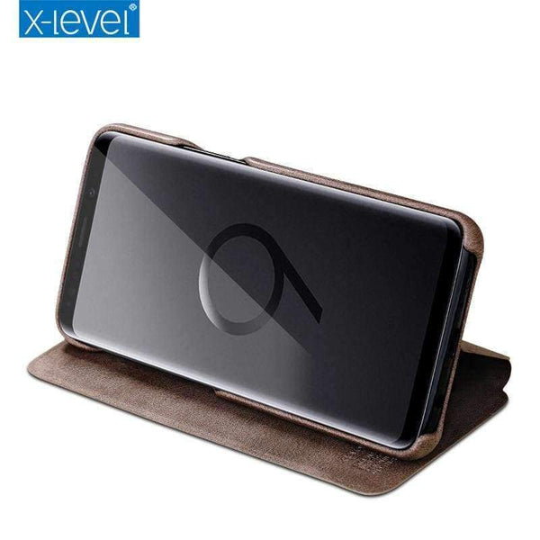 Planet Gates Black / For Galaxy S9 Samsung Galaxy S9 Plus / S9 Case X-Level Brand Luxury Flip Leather Phone Cases For Galaxy Note 8 / S8 Plus