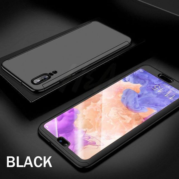 Planet Gates Black / For Huawei P20 H&A 360 Degree Protection Full Cover Phone Case For Huawei P20 Lite P20 Pro Shockproof Cover For Huawei P20 Lite Case Glass