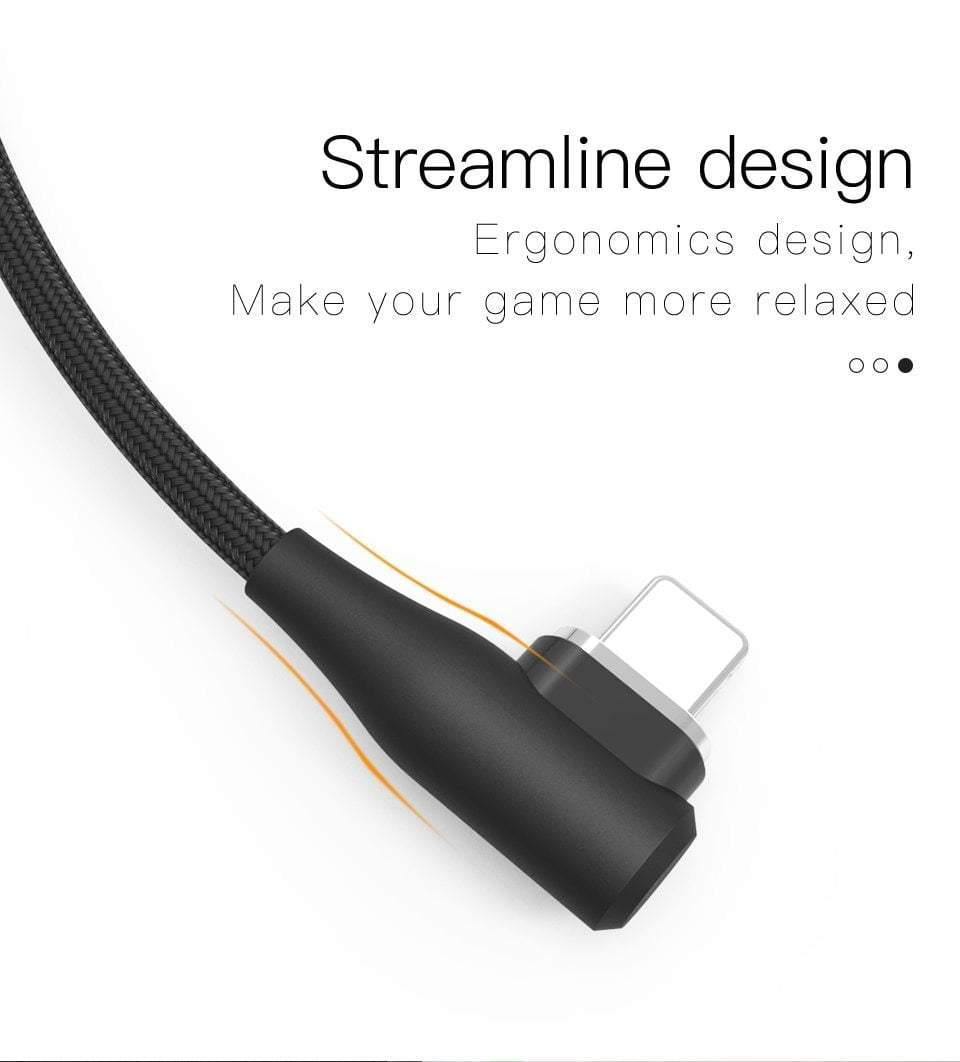 Planet Gates Black For iPhone / 1M PZOZ 90 degree Magnetic Cable For iPad 2018 iPhone Xs Max X 6 6S 7 8 Plus 5 5S SE Fast Charging Cable Charger Adapter Phone Cord