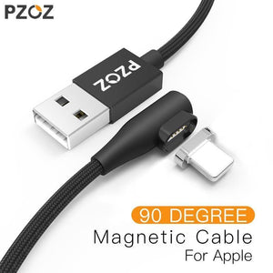 Planet Gates Black For iPhone / 1M PZOZ 90 degree Magnetic Cable For iPad 2018 iPhone Xs Max X 6 6S 7 8 Plus 5 5S SE Fast Charging Cable Charger Adapter Phone Cord