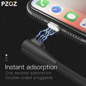 Planet Gates Black For iPhone / 1M PZOZ 90 degree Magnetic Cable For iPad 2018 iPhone Xs Max X 6 6S 7 8 Plus 5 5S SE Fast Charging Cable Charger Adapter Phone Cord