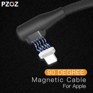 Planet Gates Black For iPhone / 1M PZOZ 90 degree Magnetic Cable For iPad 2018 iPhone Xs Max X 6 6S 7 8 Plus 5 5S SE Fast Charging Cable Charger Adapter Phone Cord