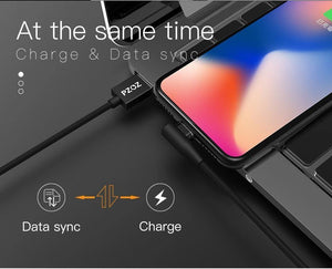 Planet Gates Black For iPhone / 1M PZOZ 90 degree Magnetic Cable For iPad 2018 iPhone Xs Max X 6 6S 7 8 Plus 5 5S SE Fast Charging Cable Charger Adapter Phone Cord