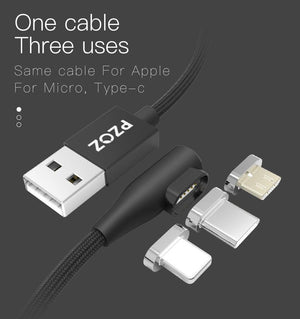 Planet Gates Black For iPhone / 1M PZOZ 90 degree Magnetic Cable For iPad 2018 iPhone Xs Max X 6 6S 7 8 Plus 5 5S SE Fast Charging Cable Charger Adapter Phone Cord