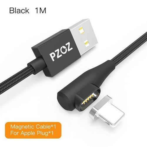 Planet Gates Black For iPhone / 1M PZOZ 90 degree Magnetic Cable For iPad 2018 iPhone Xs Max X 6 6S 7 8 Plus 5 5S SE Fast Charging Cable Charger Adapter Phone Cord