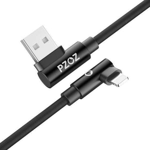 Planet Gates Black For iPhone / 1m PZOZ 90 degree USB Cable For iPhone Xs max 8 7 6 Plus 6S 5 5S SE iPad 2 mini Fast Charging Cable Mobile Phone Charger Cord Data