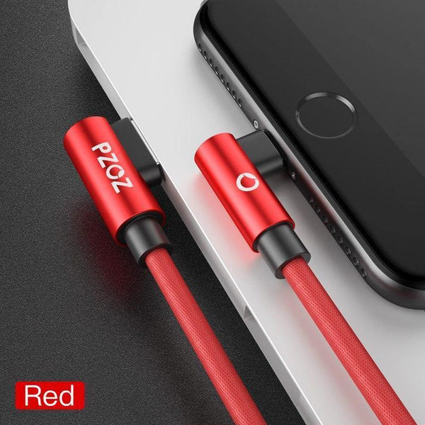 Planet Gates Black For iPhone / 1m PZOZ 90 degree USB Cable For iPhone Xs max 8 7 6 Plus 6S 5 5S SE iPad 2 mini Fast Charging Cable Mobile Phone Charger Cord Data