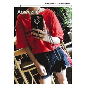 Planet Gates black / for iPhone 6 6s American tide brand personality luxury rhinestone elk For iPhone 6s 8 XR XS MAX 7plus phone case leather lanyard female