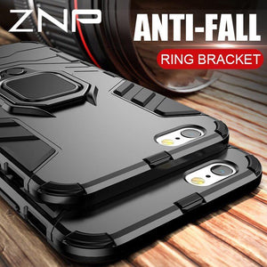Planet Gates Black / For iphone 6 6s ZNP Luxury Armor Phone Case For iPhone X 7 8 6 6s Plus 5 5s SE Full Shockproof Cover For iPhone 7 8 Plus X Case With Holder Ring