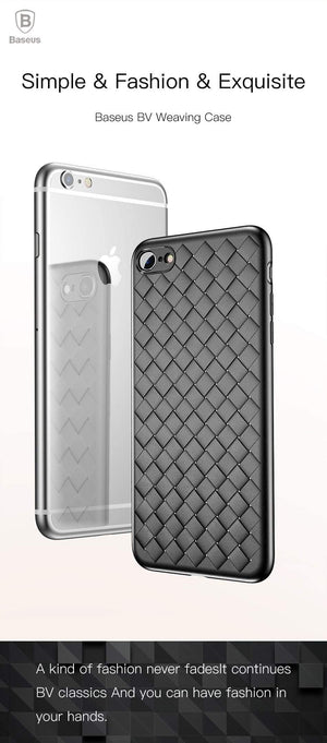 Baseus For iPhone 6s Case Luxury Grid Pattern Silicone Case For iPhone 6 6s Plus 6 Plus Fitted Cases Anti Knock Coque Cover - Planet Gates