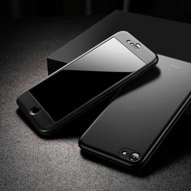 Planet Gates Baseus 360 Full Body Hard PC Case For iPhone 8 7 Plus Cover Tempered Glass+TPU Back Cover Protective Case For iPhone 8Plus 7Plus