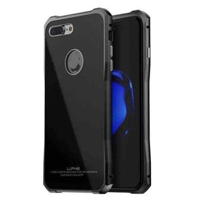 Planet Gates black / for iphone 7 iPhone 7 Case  Luxury Aluminum Metal Frame + Tempered Backplane Back Cover For iPhone 7plus Phone Case JS0021