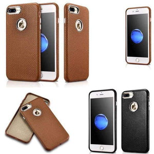 Planet Gates black / for iPhone 7 Real Lether Woven Pattern Back Cove for iPhone 7 Plus Genuine Leather Cover
