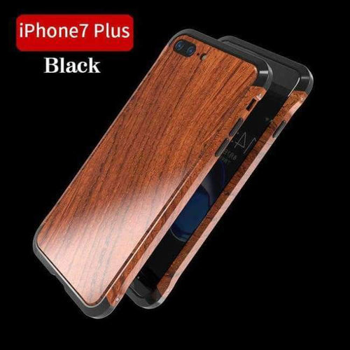 Planet Gates black / For iPhone 7plus iPhone 7 Plus Case Luxury Accessory Brand Aluminum Metal Frame+Wood Armor Protective Shockproof Back Phone Case Cover Capa