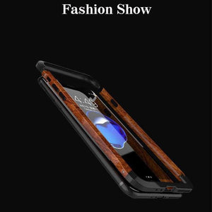Planet Gates black / For iPhone 7plus iPhone 7 Plus Case Luxury Accessory Brand Aluminum Metal Frame+Wood Armor Protective Shockproof Back Phone Case Cover Capa