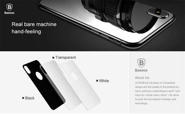 Planet Gates Black / For iPhone X Baseus 0.3mm Back Screen Protector For iPhone X 9H Back Tempered Glass For iPhone X Ultra Thin Protective Glass Film Back Cover