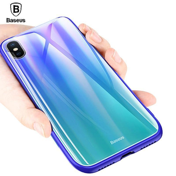 Planet Gates Black / For iPhone X Baseus Gradient Glass Case For iPhone X 10 Coque Luxury Aurora Tempered Glass Protective Back Cover For iPhoneX 10 Case Capinhas