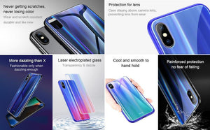 Planet Gates Black / For iPhone X Baseus Gradient Glass Case For iPhone X 10 Coque Luxury Aurora Tempered Glass Protective Back Cover For iPhoneX 10 Case Capinhas