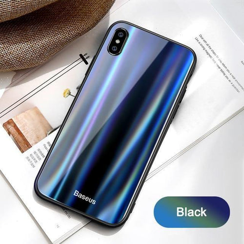 Planet Gates Black / For iPhone X Baseus Gradient Glass Case For iPhone X 10 Coque Luxury Aurora Tempered Glass Protective Back Cover For iPhoneX 10 Case Capinhas