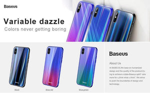Baseus Gradient Glass Case For iPhone X 10 Coque Luxury Aurora Tempered Glass Protective Back Cover For iPhoneX 10 Case Capinhas - Planet Gates