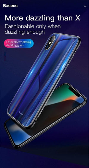 Planet Gates Black / For iPhone X Baseus Gradient Glass Case For iPhone X 10 Coque Luxury Aurora Tempered Glass Protective Back Cover For iPhoneX 10 Case Capinhas