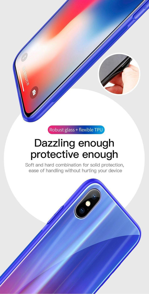 Planet Gates Black / For iPhone X Baseus Gradient Glass Case For iPhone X 10 Coque Luxury Aurora Tempered Glass Protective Back Cover For iPhoneX 10 Case Capinhas