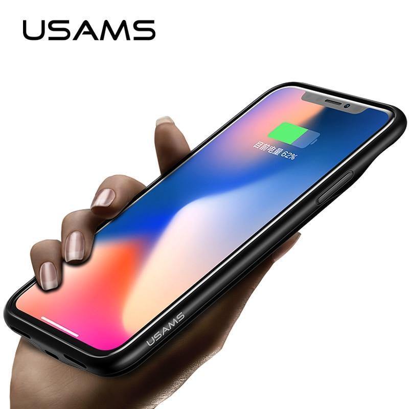 Planet Gates Black for iPhone X / China For iPhone X 3200Ah Power Bank Case USAMS Battery Charging Ultra Slim External Pack Backup Portable charger case for iPhone 10