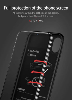 Planet Gates Black for iPhone X / China For iPhone X 3200Ah Power Bank Case USAMS Battery Charging Ultra Slim External Pack Backup Portable charger case for iPhone 10