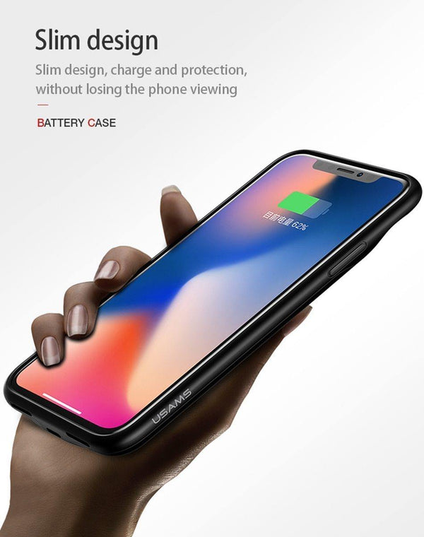 Planet Gates Black for iPhone X / China For iPhone X 3200Ah Power Bank Case USAMS Battery Charging Ultra Slim External Pack Backup Portable charger case for iPhone 10