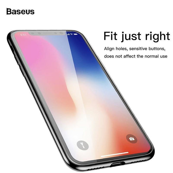 Planet Gates Black / For iPhone X Luxury Case For iPhone X, Baseus Screen Protector Case For iPhone X 10 TPU & Tempered Glass Back Cover For iPhoneX Capinhas Capa