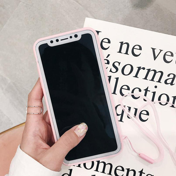 USLION 3D Love Heart Phone Case For iPhone X XS Max XR Cartoon Cases For iPhone 7 8 6 6S Plus Soft TPU Back Cover With Lanyard - Planet Gates