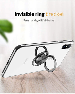 Planet Gates Black / For iPhone X USLION Clear Case For iPhone 7 8 Plus XR XS Max X Hide Ring Stand Holder Transparent Phone Cases for iPhone 6 6s Plus Soft Cover