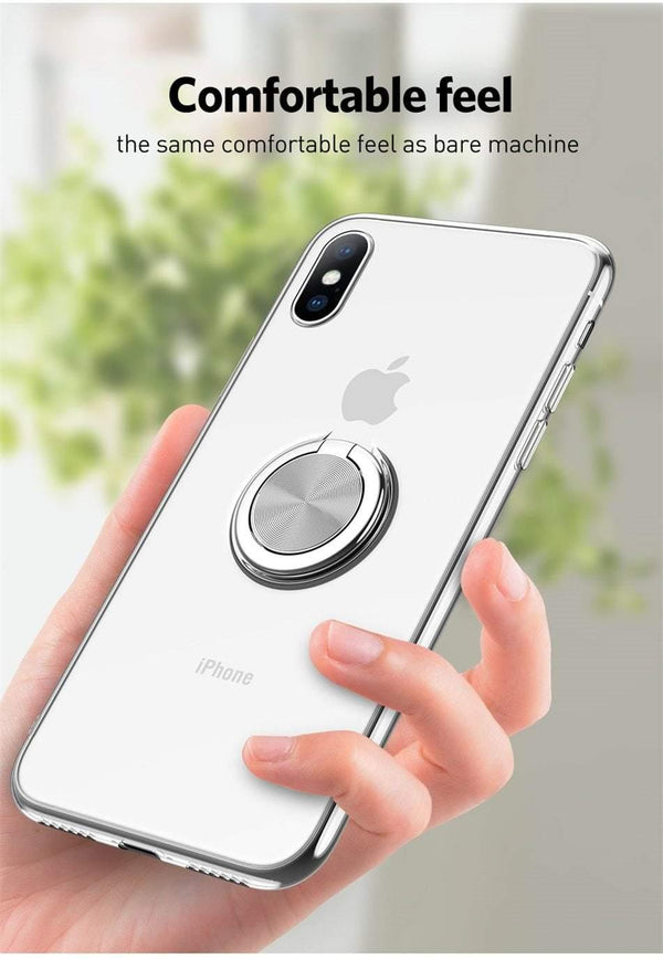 Planet Gates Black / For iPhone X USLION Clear Case For iPhone 7 8 Plus XR XS Max X Hide Ring Stand Holder Transparent Phone Cases for iPhone 6 6s Plus Soft Cover