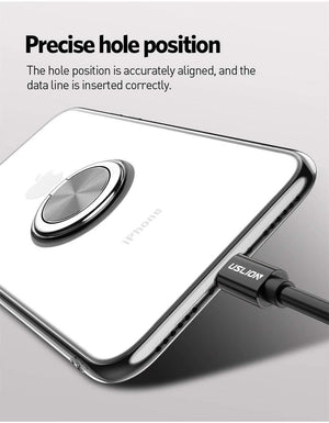 Planet Gates Black / For iPhone X USLION Clear Case For iPhone 7 8 Plus XR XS Max X Hide Ring Stand Holder Transparent Phone Cases for iPhone 6 6s Plus Soft Cover
