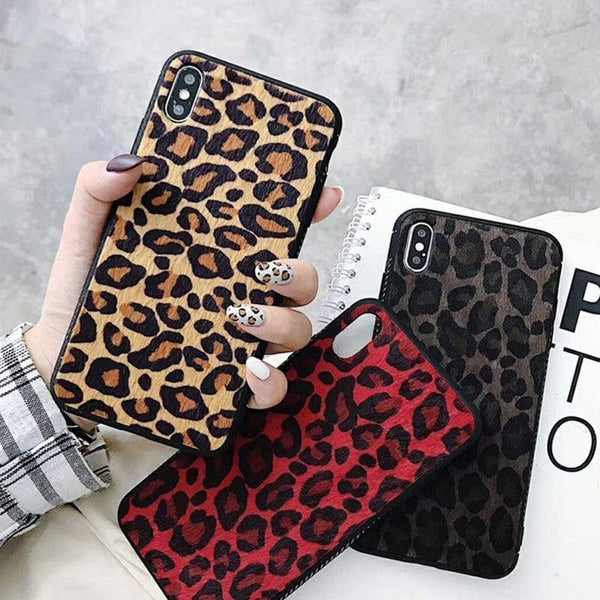 USLION Winter Warm Plush Case For iPhone XS MAX XR X Furry Leopard Print Phone Cases For iPhone 7 8 6 6s Plus Soft Cover Coque - Planet Gates
