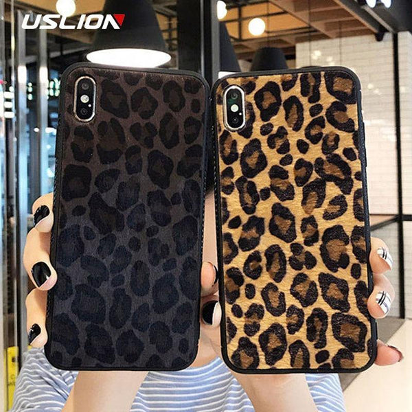 Planet Gates Black / For iPhone X USLION Winter Warm Plush Case For iPhone XS MAX XR X Furry Leopard Print Phone Cases For iPhone 7 8 6 6s Plus Soft Cover Coque