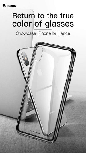 Planet Gates Black / For iPhone Xs Baseus Luxury Glass Case For iPhone XS Max Xr Xsmax TPU Edge Tempered Glass Cases Protective Cover Coque For iPhonexs max Fundas