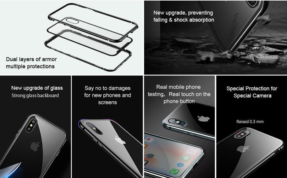 Planet Gates Black / For iPhone Xs Baseus Magnetic Adsorption Phone Case For iPhone XS Max Xr Coque Luxury Magnet Tempered Glass Back Cover For iPhone Xsmax Coque