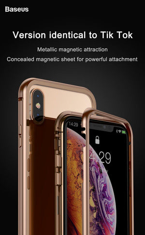 Planet Gates Black / For iPhone Xs Baseus Magnetic Adsorption Phone Case For iPhone XS Max Xr Coque Luxury Magnet Tempered Glass Back Cover For iPhone Xsmax Coque