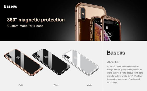 Planet Gates Black / For iPhone Xs Baseus Magnetic Adsorption Phone Case For iPhone XS Max Xr Coque Luxury Magnet Tempered Glass Back Cover For iPhone Xsmax Coque